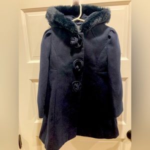 Navy Rothschild rosette hooded coat